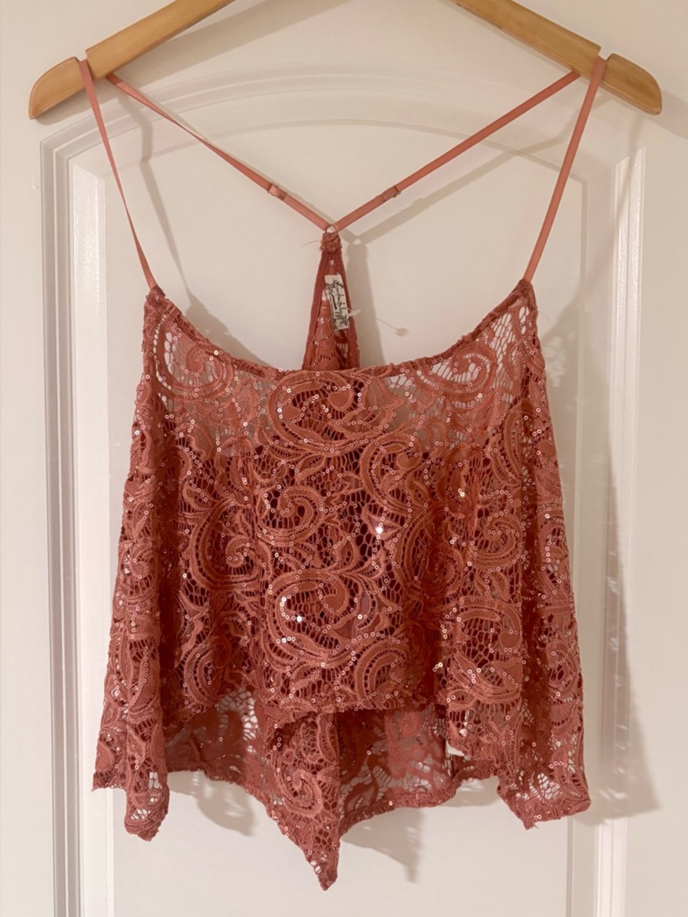 Free People Rose Lace Sequin Camisole